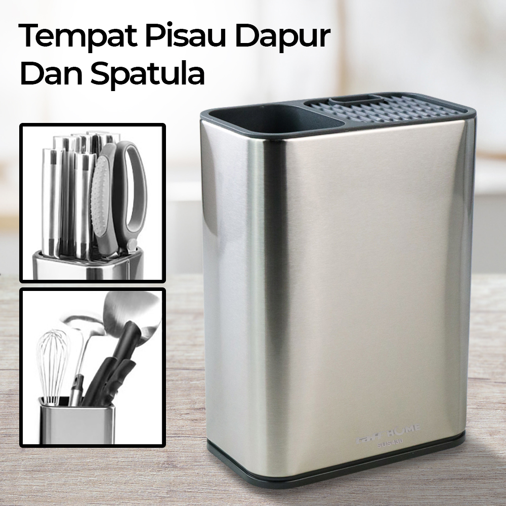 TaffHOME Tempat Pisau Dapur Spatula Stand Holder Stainless Steel - SUS430