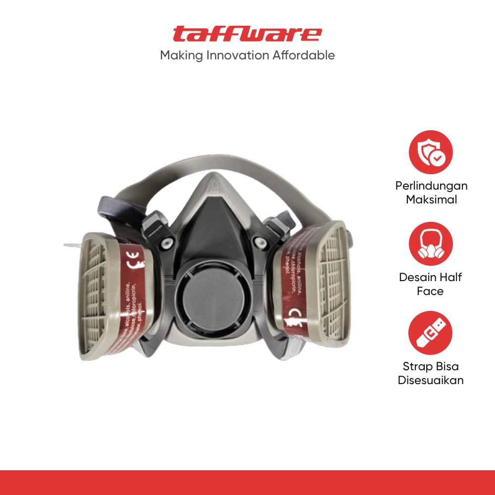 TaffGUARD Masker Gas Respirator Lab Anti Virus Half Mask 6200 - MA009