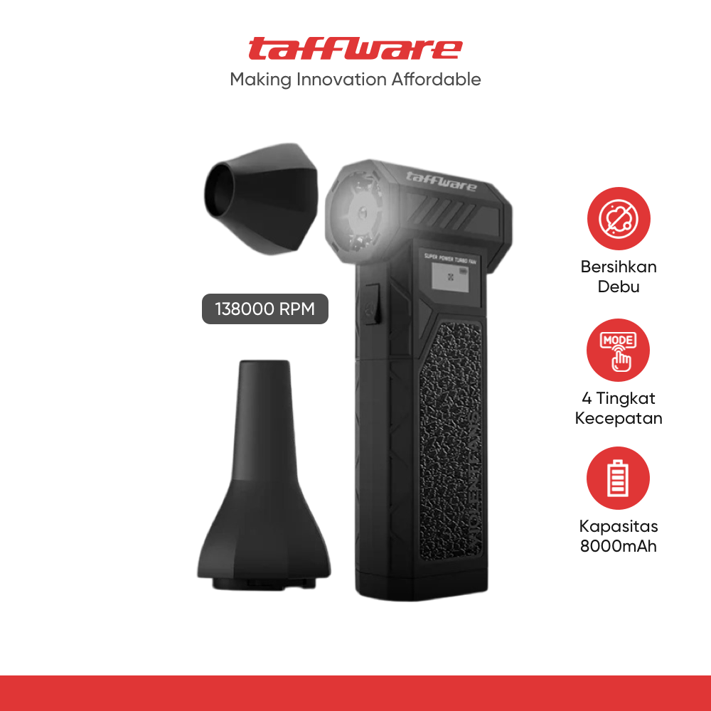 Taffware Air Duster Blower Mini Turbo Jet Fan 8000mAh 245W with Nozzle - C29