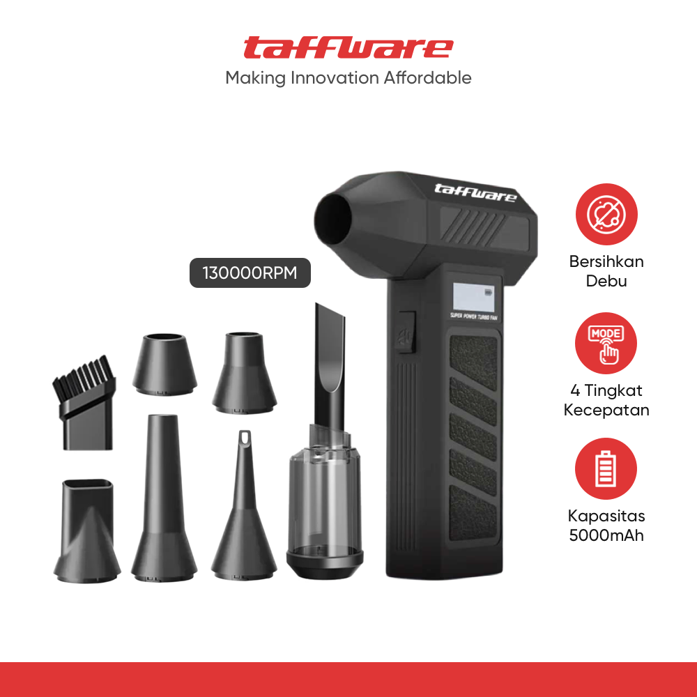 Taffware Air Duster Blower Vacuum Turbo Jet Fan 130000RPM 8000Pa 184W - P30