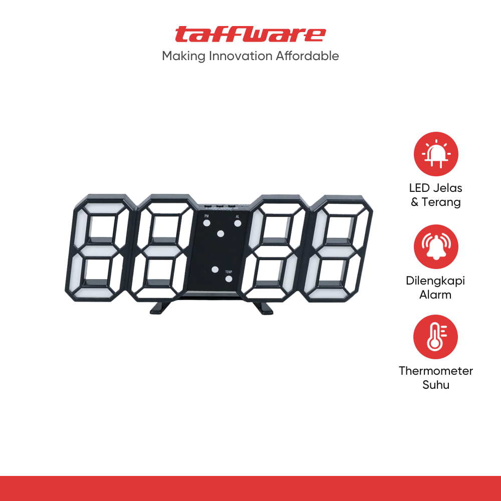 TaffHOME Jam Meja Alarm Weker LED Digital Clock - TS-S60-W