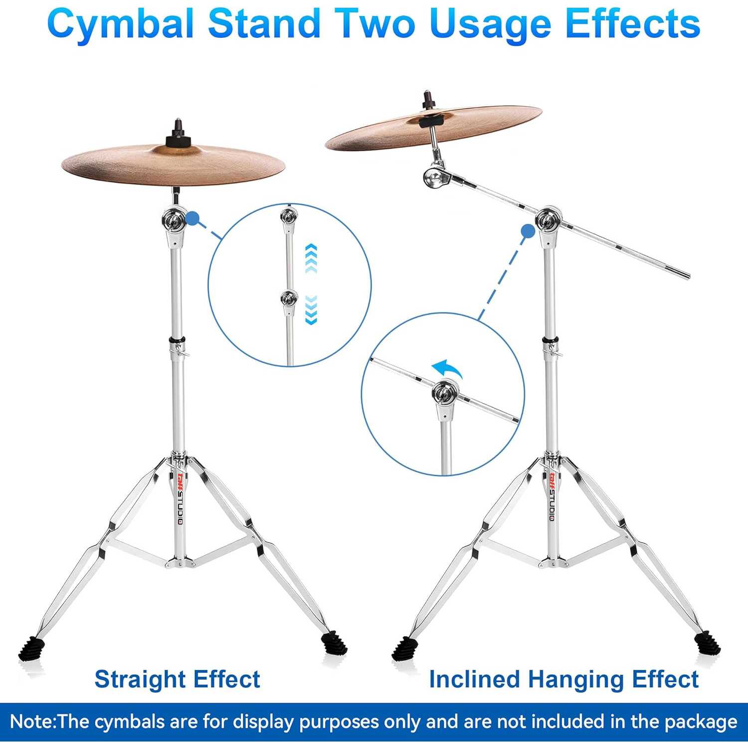 TaffSTUDIO Drum Cymbal Stand Heavy Duty Adjustable Double Braced - FM-CST