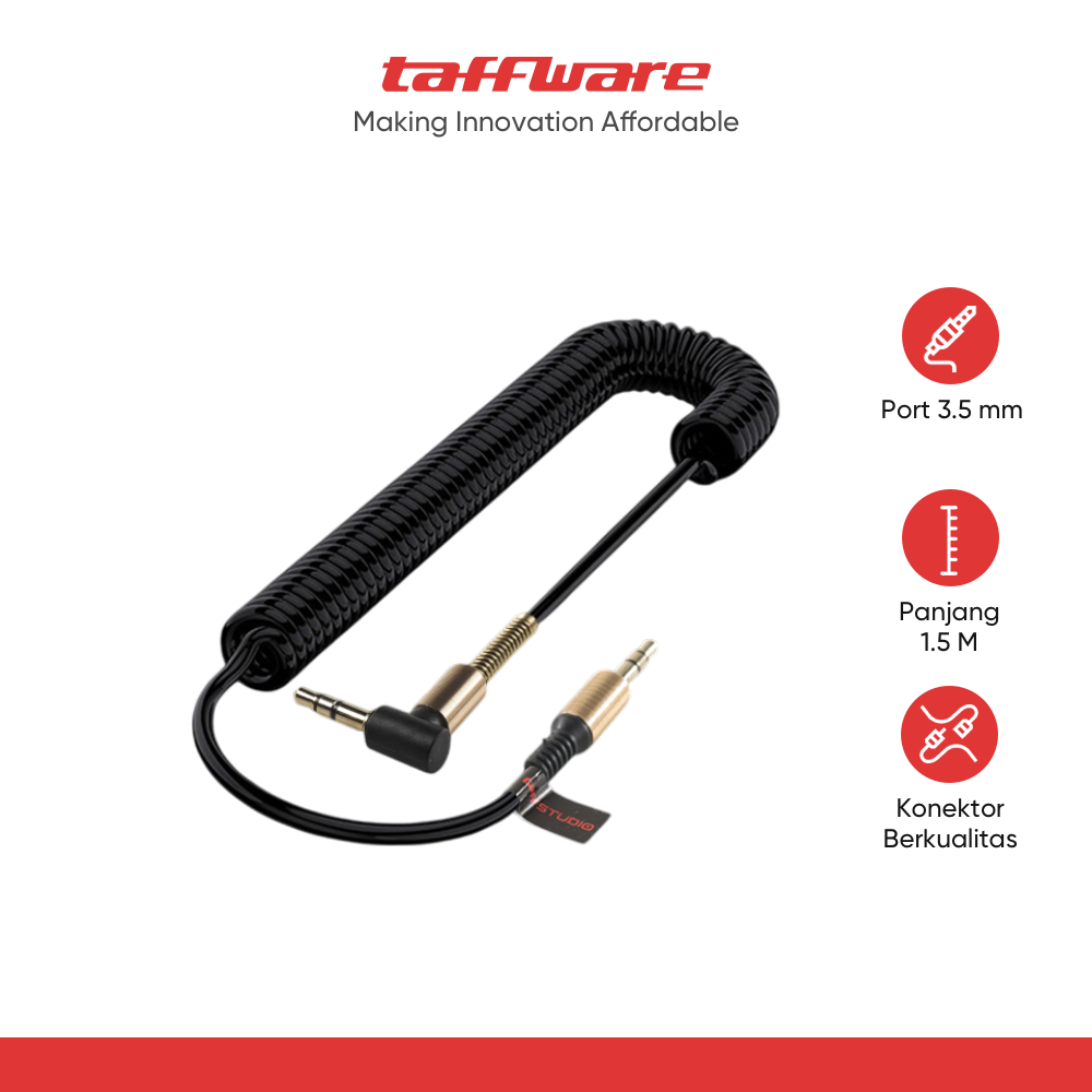 TaffSTUDIO Kabel Audio AUX 3.5mm Spring L Jack 1.5M - ZHY43938
