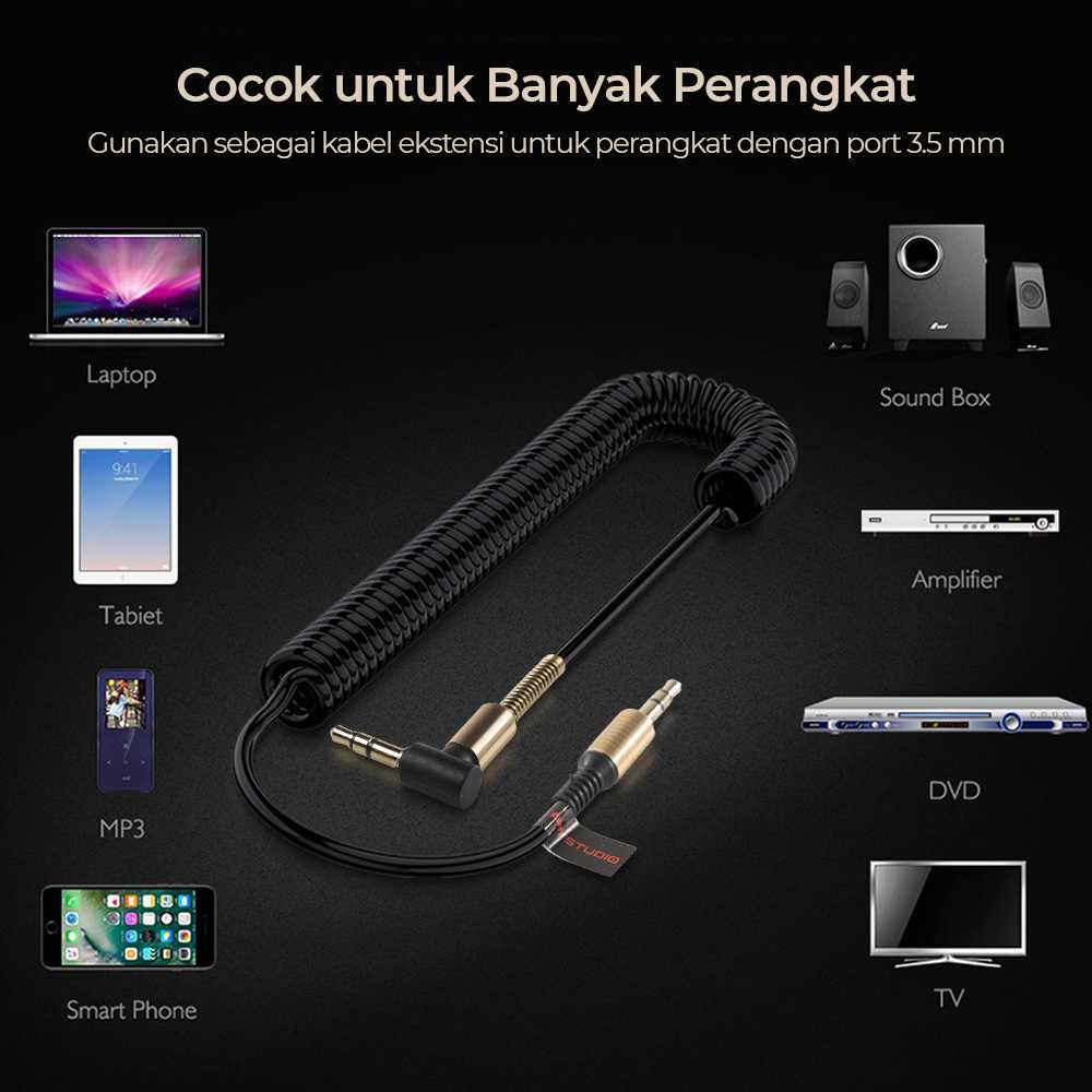 TaffSTUDIO Kabel Audio AUX 3.5mm Spring L Jack 1.5M - ZHY43938