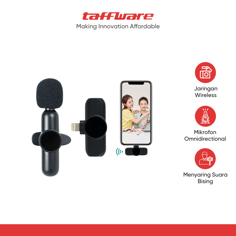 TaffSTUDIO Wireless Lavalier Lapel Microphone Vlogger Lightning 2.4GHz - HA85