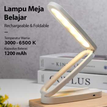 TaffLED Lampu Meja Belajar Rechargeable Foldable 3 Color 8W - 1308