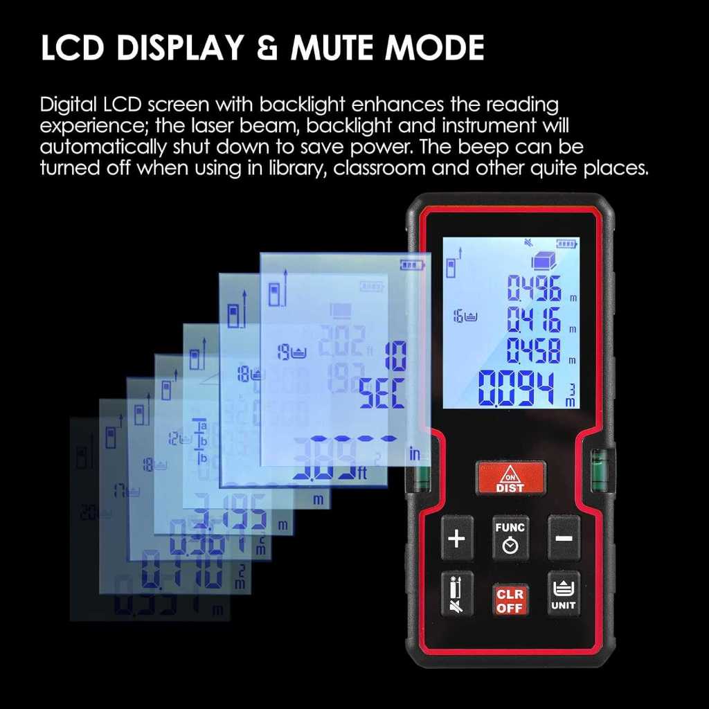 Taffware Meteran Laser Digital Distance Meter Rangefinder Portable 40M - S1
