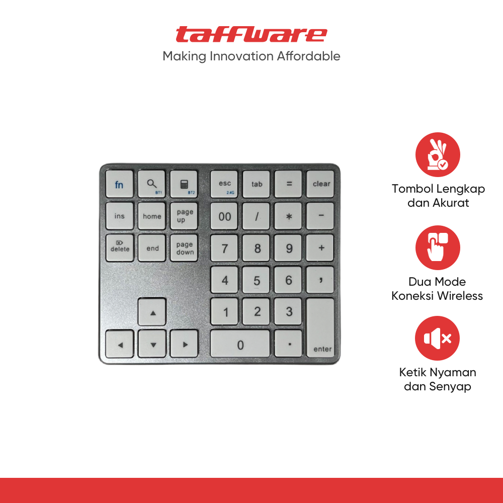 Taffware Keyboard Numeric Numpad 2.4GHz Bluetooth Silent Keypad - K35