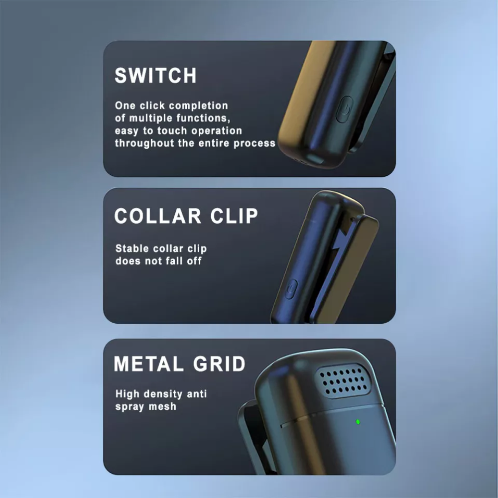 TaffSTUDIO Wireless Lavalier Lapel Microphone Vlogger Type C 2.4GHz - K6