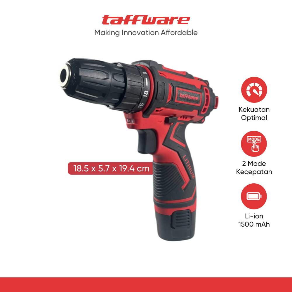 Taffware Bor Listrik Cordless Lithium Battery Electric Screwdriver 12V - KR564