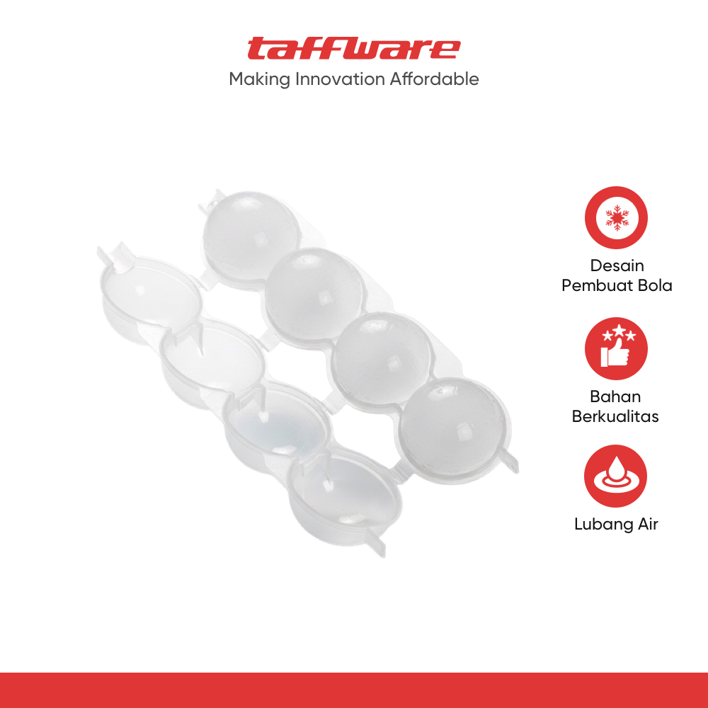 TaffHOME Cetakan Es Batu Jelly Bulat 4 Grid Ice Cube Mold - TW-160
