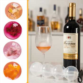 TaffHOME Cetakan Es Batu Jelly Bulat 4 Grid Ice Cube Mold - TW-160