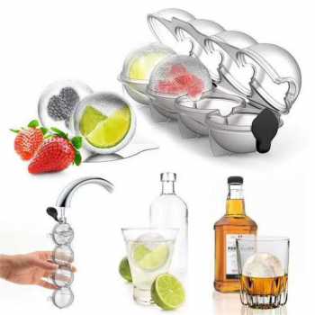 TaffHOME Cetakan Es Batu Jelly Bulat 4 Grid Ice Cube Mold - TW-160