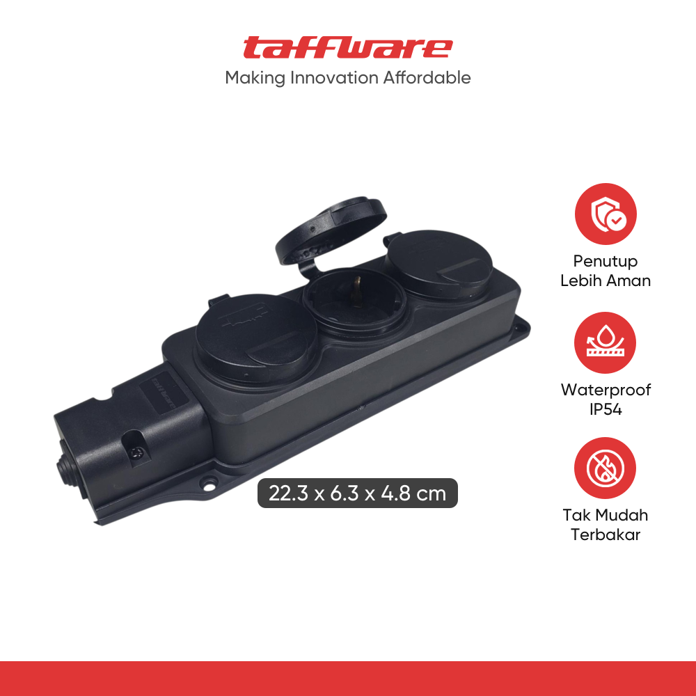 Taffware Stop Kontak Outdoor Terminal Anti Air IP54 16A 250V EU - T36