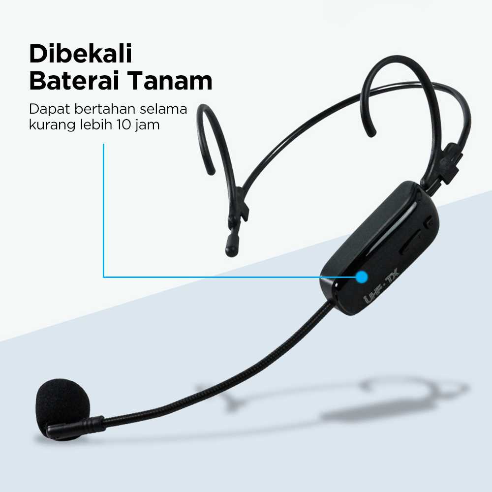 TaffSTUDIO UHF Wireless Microphone Headset Mini Portable Tour Guide - HX-W002-2H