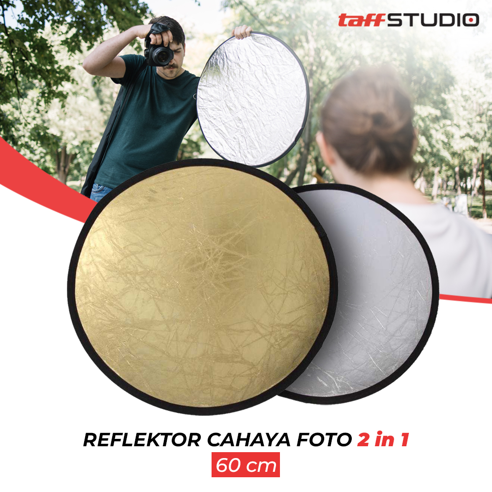TaffSTUDIO Reflektor Cahaya Fotografi Studio 2in1 Foldable 60cm - YE-R110