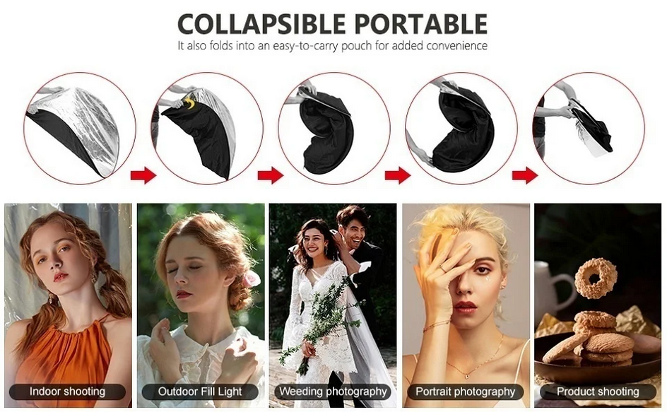 TaffSTUDIO Reflektor Cahaya Fotografi Studio 2in1 Foldable 60cm - YE-R110