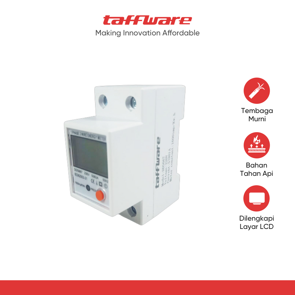 Taffware kWh Pengukur Listrik Power Voltmeter 220V - DDS667