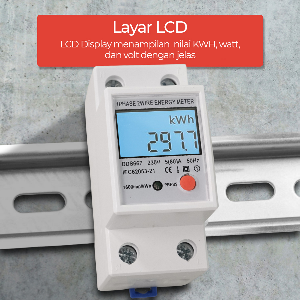 Taffware kWh Pengukur Listrik Power Voltmeter 220V - DDS667