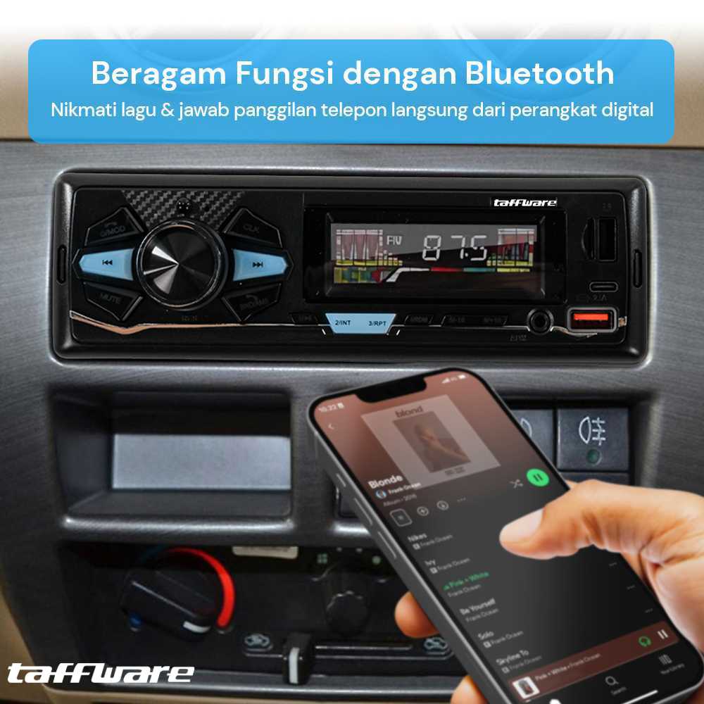 Taffware Tape Mobil Audio MP3 Player Bluetooth Dual USB Hands Free ISO - HL32