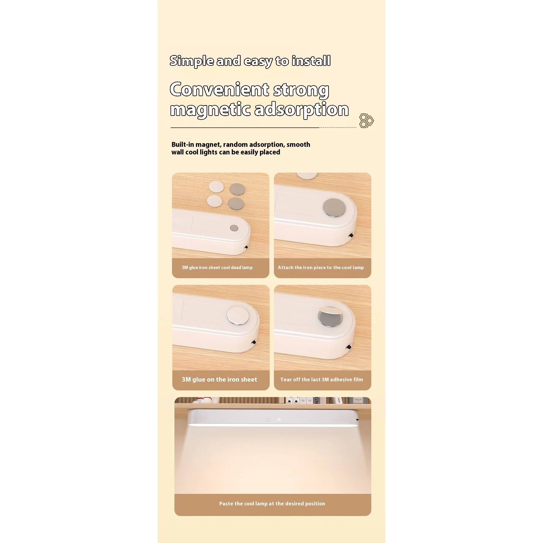 TaffLED Lampu Tempel Magnetic LED 3in1 Color Honeycomb Rechargeable 5W - 1613-28