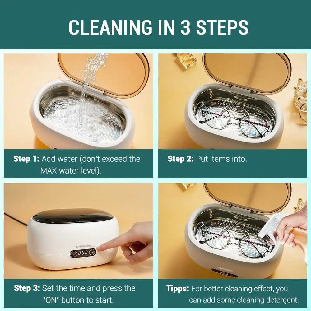Taffware Pembersih Kacamata Perhiasan Ultrasonic Cleaner 45kHz 600ml - SJ-W3