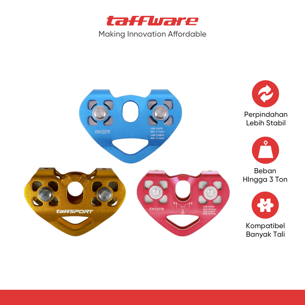 TaffSPORT Double Pulley Tandem Zipline Smooth Surface Aluminium 30kN - ZWA006