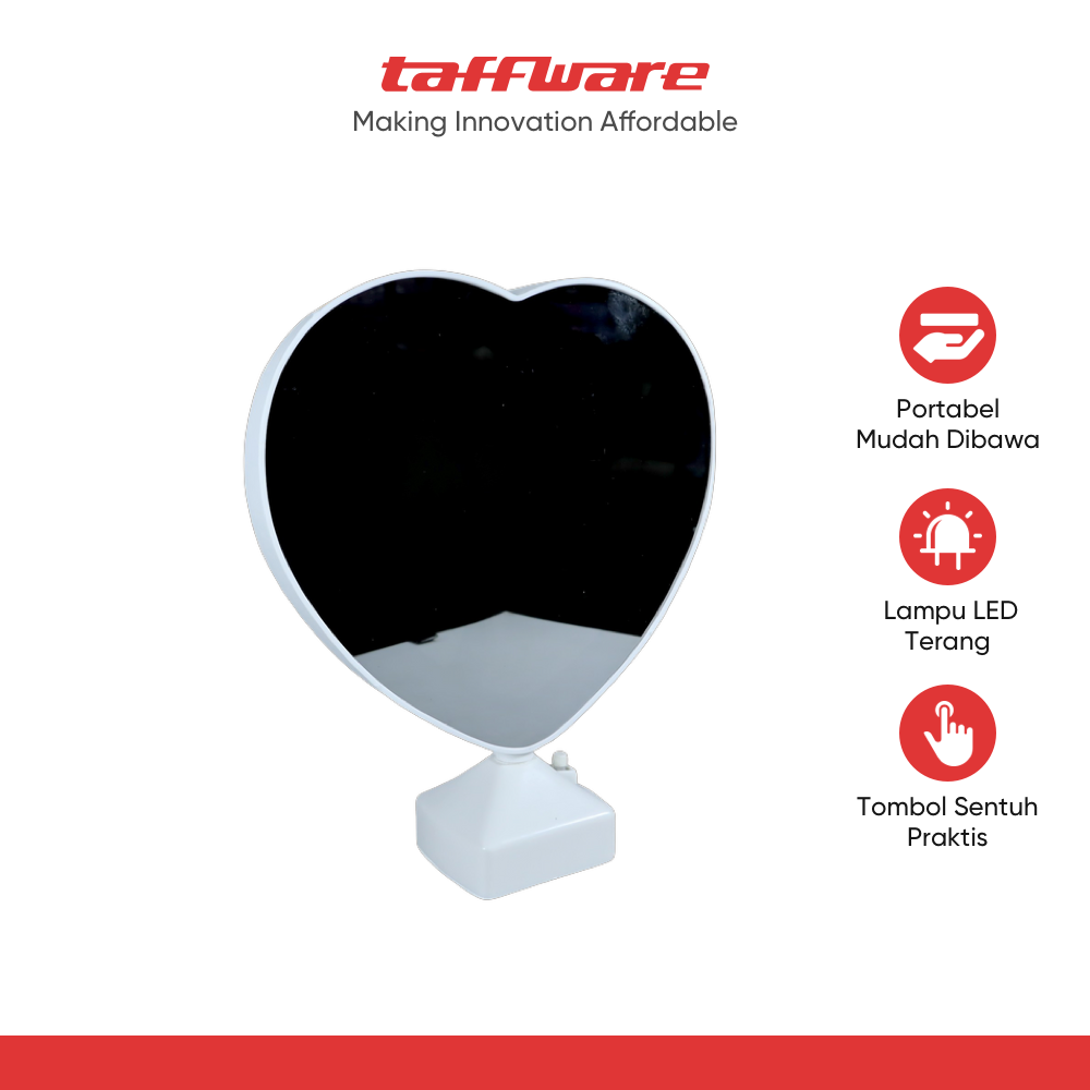 TaffHOME Cermin Make Up Heart Shaped Magic Mirror Table LED - L-223