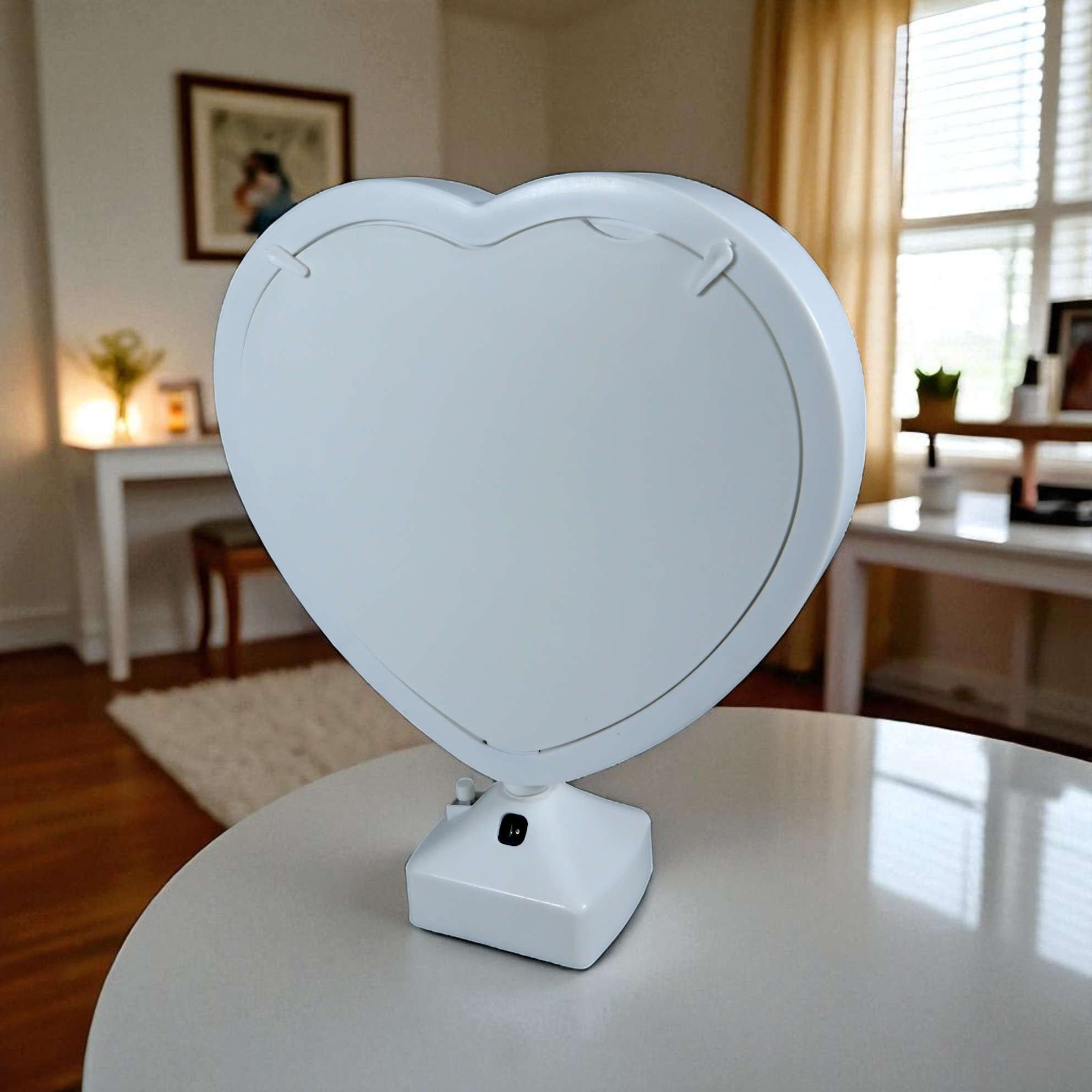 TaffHOME Cermin Make Up Heart Shaped Magic Mirror Table LED - L-223