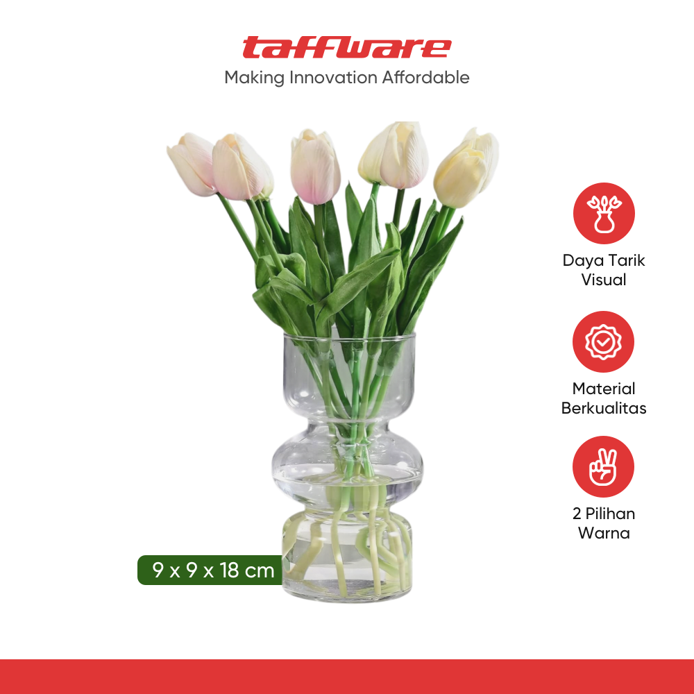 TaffHOME Vas Bunga Kaca Nordic Bottle Vase Flower Pot Home Decor 18cm - AM-18
