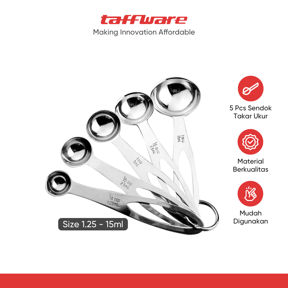 TaffHOME Sendok Takar Cup Stainless Steel Measuring Spoon 5 PCS - S300