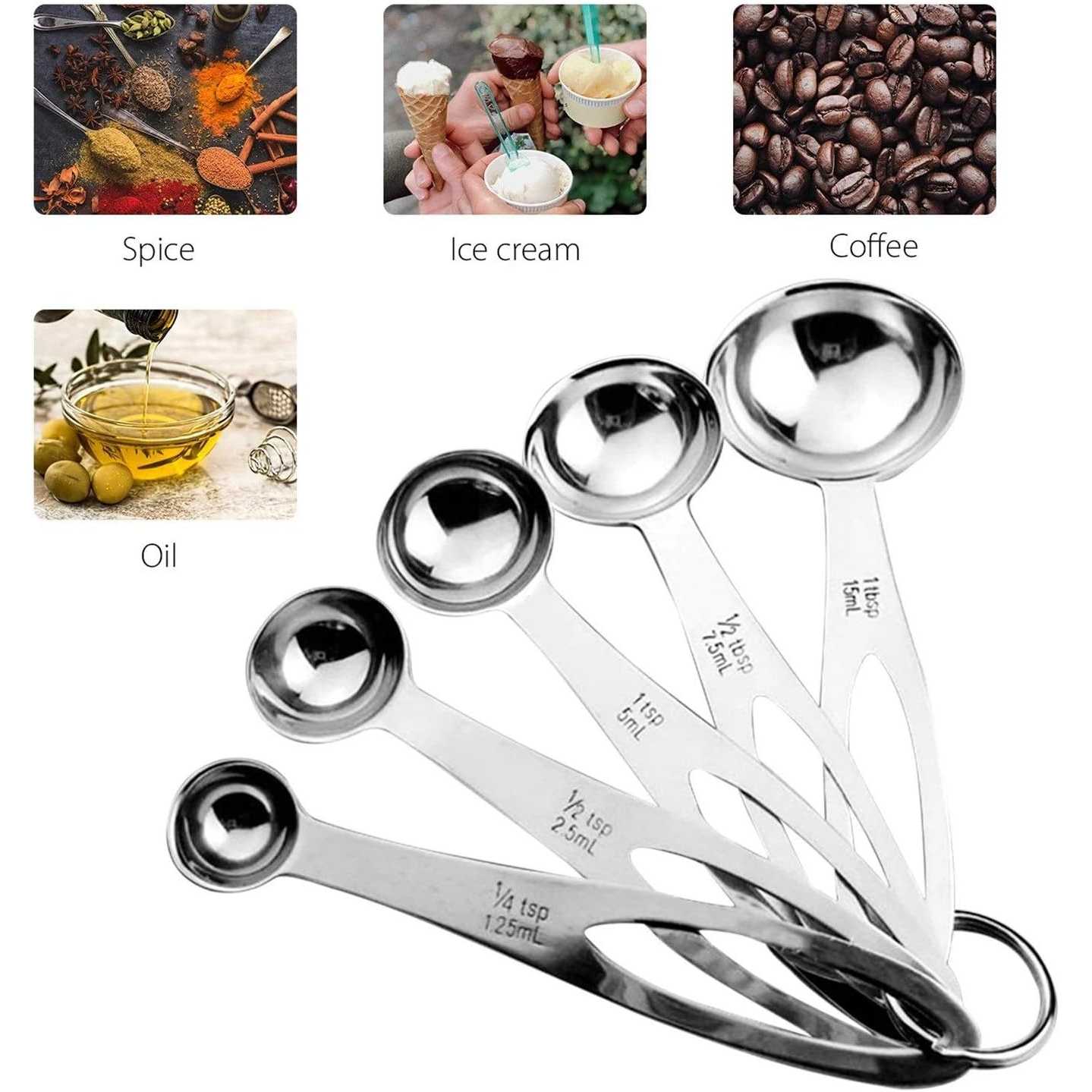 TaffHOME Sendok Takar Cup Stainless Steel Measuring Spoon 5 PCS - S300