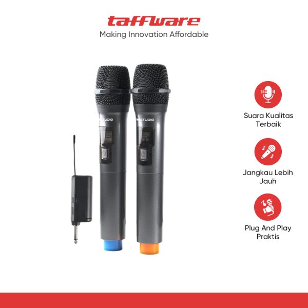TaffSTUDIO Microphone Karaoke Wireless Rechargeable 2 Ch 2.4GHz 2 PCS - SM2