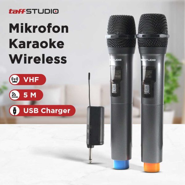 TaffSTUDIO Microphone Karaoke Wireless Rechargeable 2 Ch 2.4GHz 2 PCS - SM2