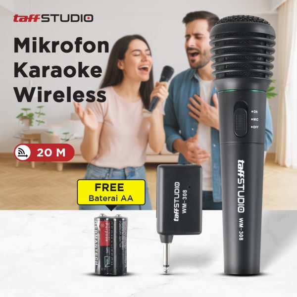 TaffSTUDIO Mikrofon Karaoke Profesional 2 in 1 Wireless Wired 2.4Ghz - WM-308