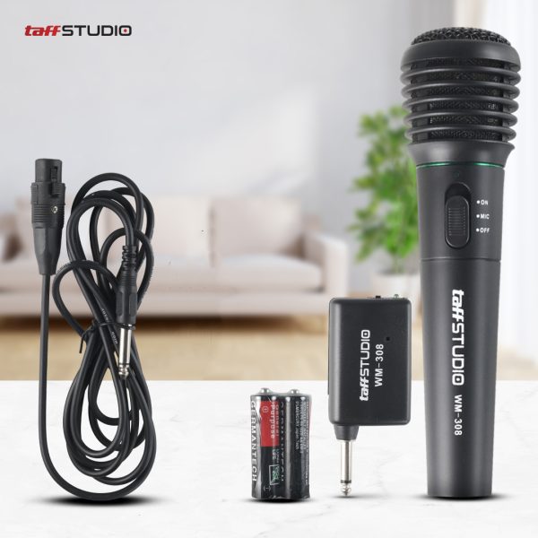 TaffSTUDIO Mikrofon Karaoke Profesional 2 in 1 Wireless Wired 2.4Ghz - WM-308