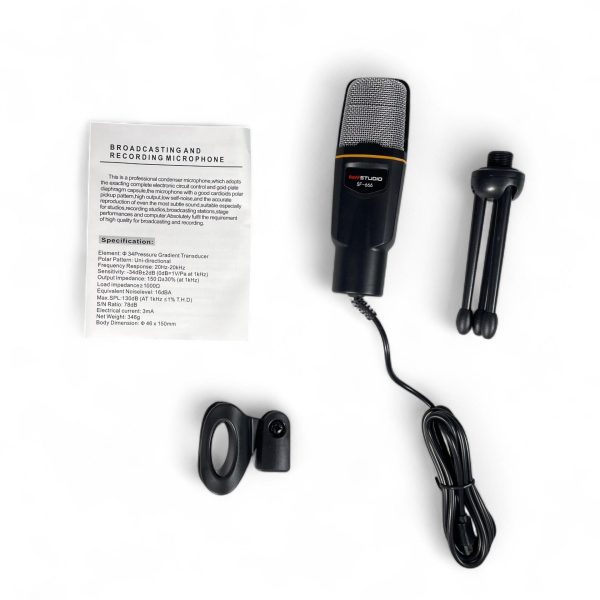 TaffSTUDIO Mikrofon Kondenser Microphone Condenser Podcast with Stand - SF-666