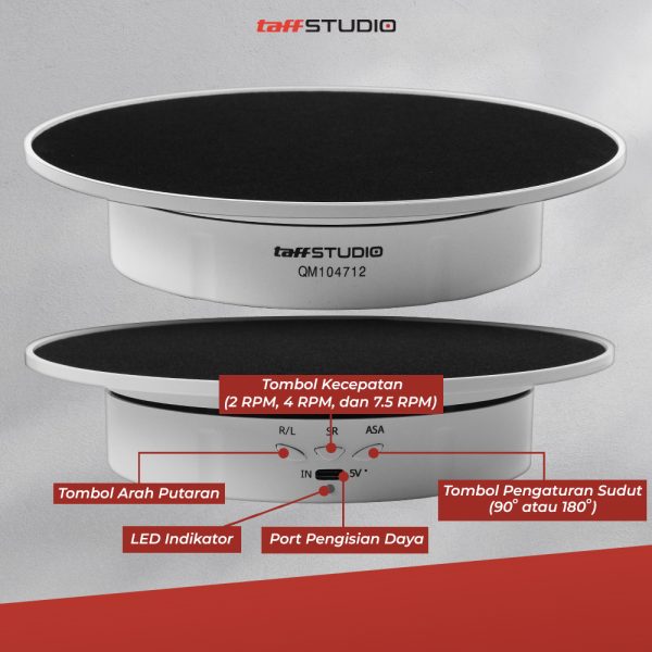 TaffSTUDIO Alas Putar Fotografi Suede Rotating 360 Turntable 20cm - QM104712