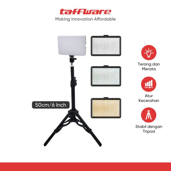 TaffSTUDIO Lampu Studio Fill Light Dimmable 3in1 Color with Tripod - ZD610