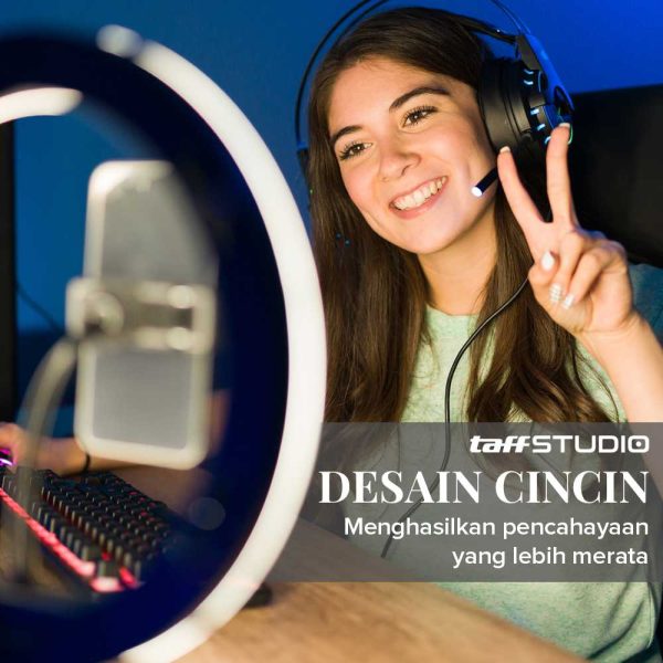 TaffSTUDIO Lampu Ring Light LED 3in1 Color Phone Holder 25.4cm 10W - QX-260