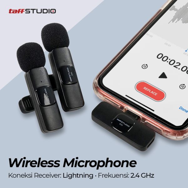 TaffSTUDIO Wireless Lavalier Lapel Microphone Vlogger Lightning - E60