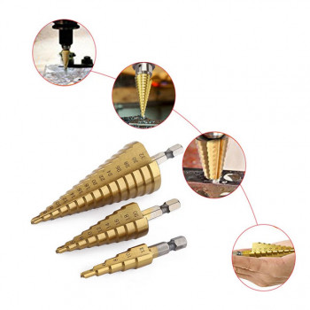 Taffware Mata Bor Spiral Drill Bits Titanium Coated 3 PCS