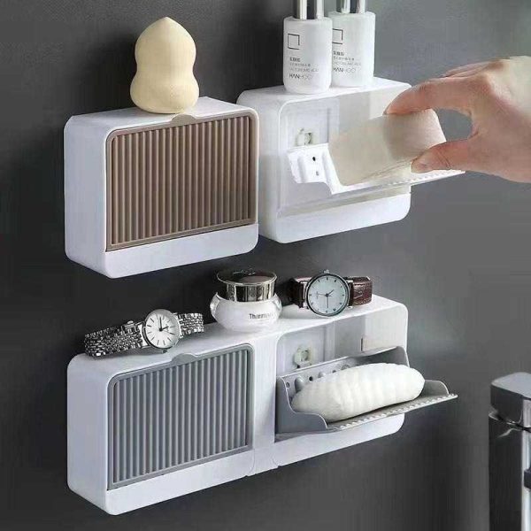 TaffHOME Tempat Sabun Batang Kamar Mandi Dinding Tempel Drain Box Soap - K12