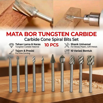 Taffware Mata Bor Tungsten Carbide Cone Spiral Bits 10 PCS - GJ0106