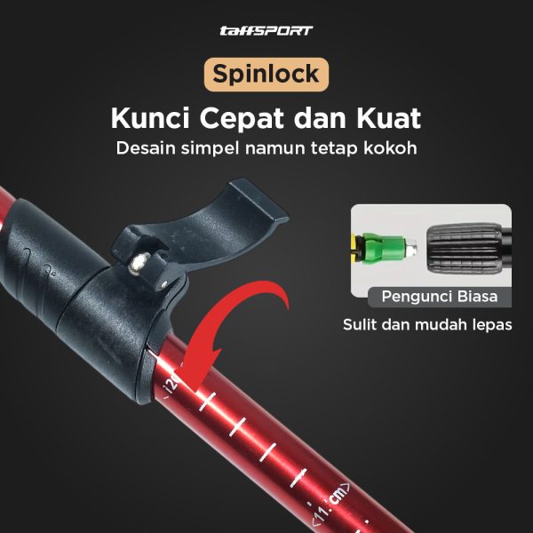 TaffSPORT Tongkat Hiking Trekking Pole 5 Section 130cm Foldable 36cm - TF13