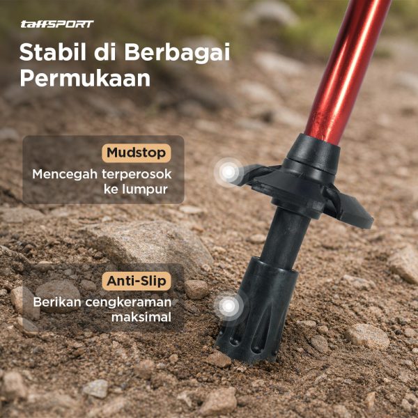 TaffSPORT Tongkat Hiking Trekking Pole 5 Section 130cm Foldable 36cm - TF13