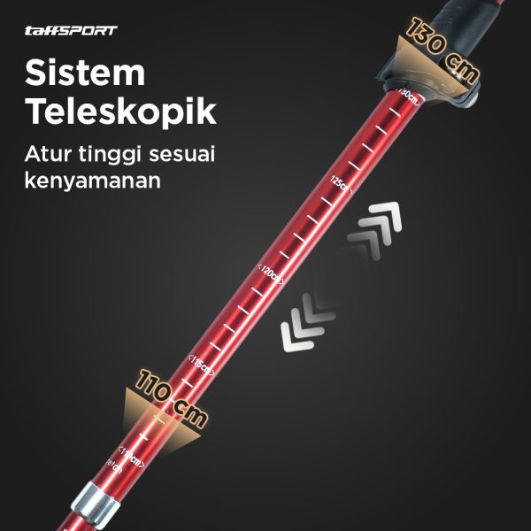 TaffSPORT Tongkat Hiking Trekking Pole 5 Section 130cm Foldable 36cm - TF13