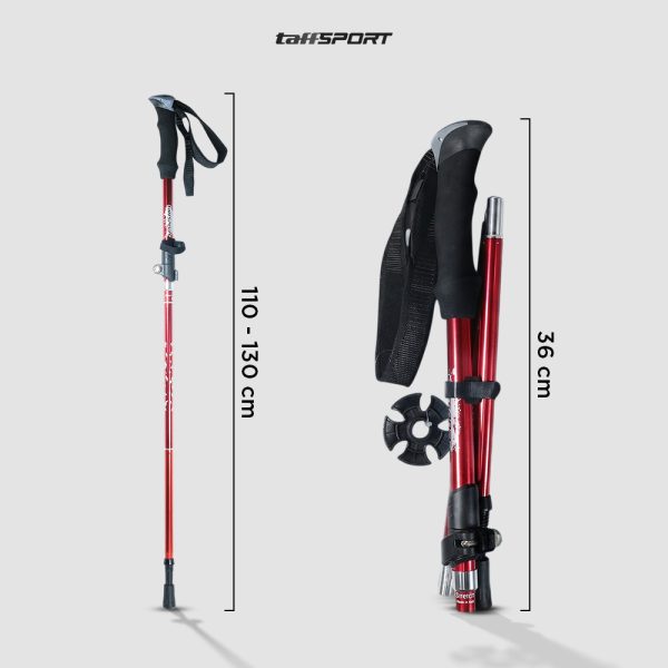 TaffSPORT Tongkat Hiking Trekking Pole 5 Section 130cm Foldable 36cm - TF13