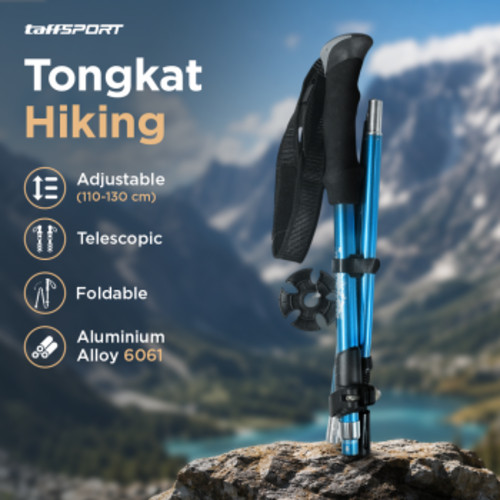 taffsport-tongkat-hiking-lipat-trekking-pole-aluminium-alloy-130cm-tf13 (10) TaffSPORT Tongkat Hiking Trekking Pole 5 Section 130cm Foldable 36cm - TF13