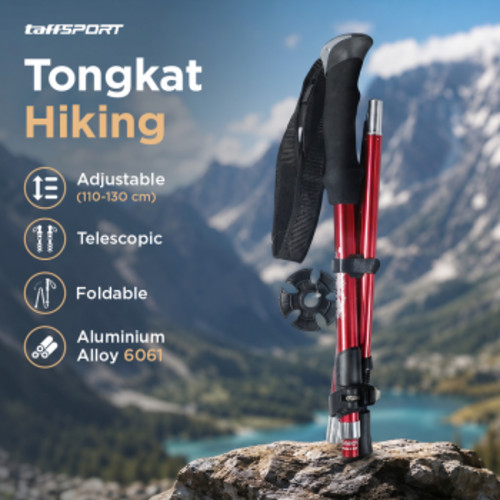 taffsport-tongkat-hiking-lipat-trekking-pole-aluminium-alloy-130cm-tf13 (8) TaffSPORT Tongkat Hiking Trekking Pole 5 Section 130cm Foldable 36cm - TF13